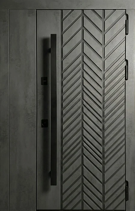 Железная входная дверь графит с фрезеровкой ёлочка №72