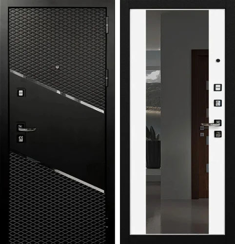 Трёхконтурная дверь черная с терморазрывом №75