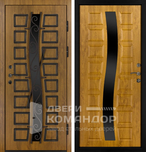 Входная дверь со стеклом для загородного дома №16