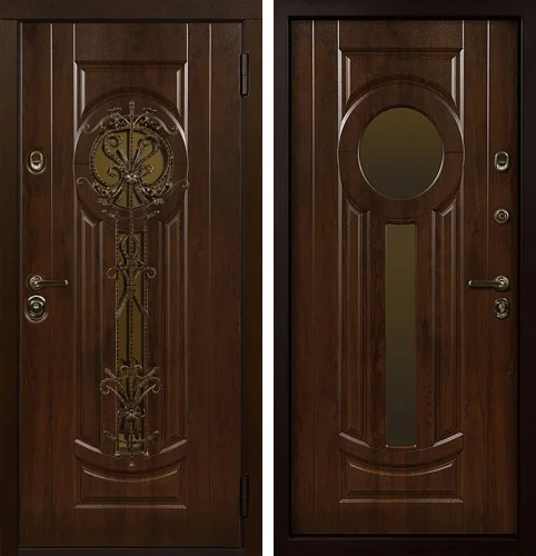 Дверь входная металлическая со стеклом №3