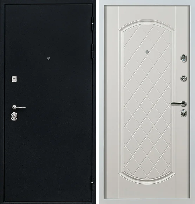 Входная дверь со звукоизоляцией черный муар / белый глянец №12