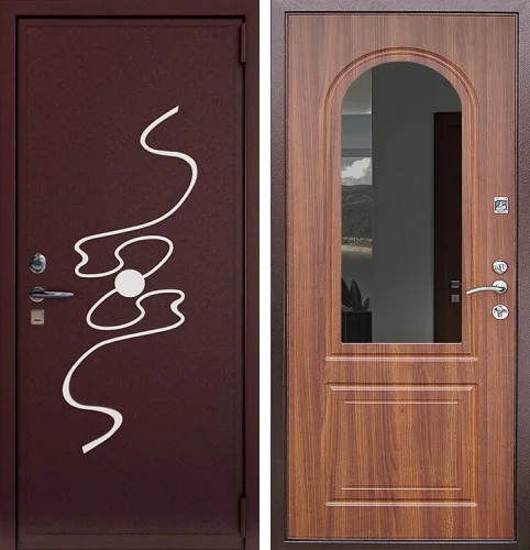 Коричневая входная дверь с зеркалом №17