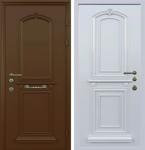 Дверь для дома белая с коричневым №80