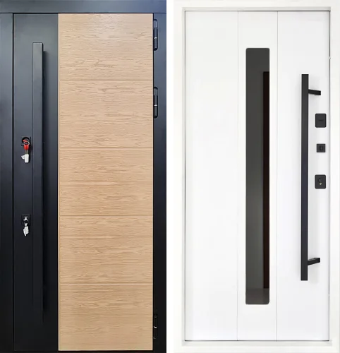 Дверь входная металлическая утепленная с зеркалом №64