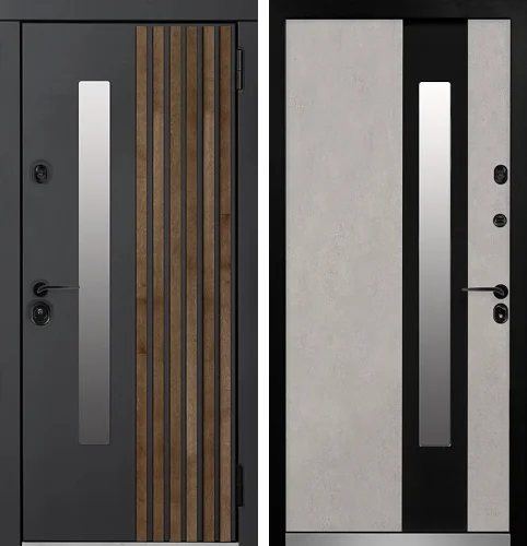 Уличная дверь внутреннего открывания со стеклом №3
