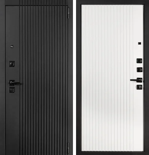 Тёмно серая железная дверь уличная №4