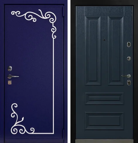 Темно синяя дверь входная №7