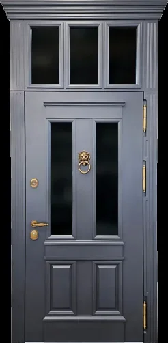 Высокая наружная дверь с МДФ (эмаль) и стучалкой