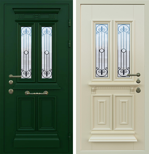 Английская зелёная стальная дверь в дом №24