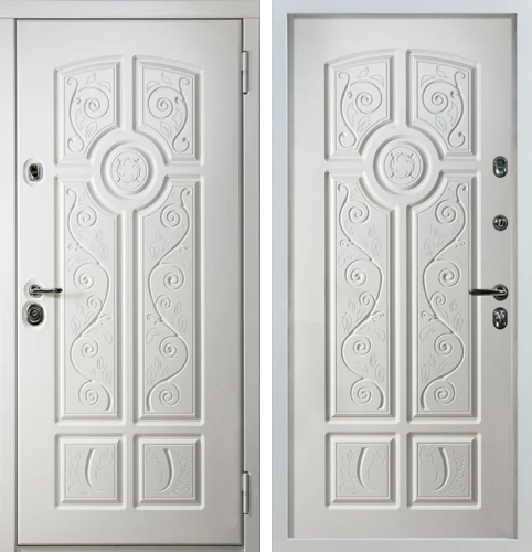 Дверь уличная белая с порогом №35