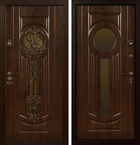 Дверь входная металлическая со стеклом №3