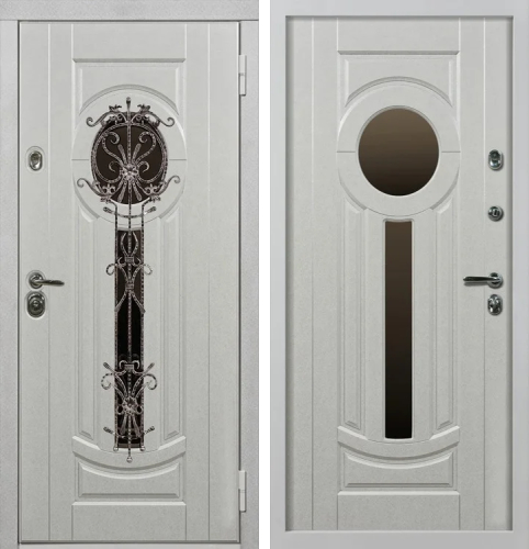 Белая металлическая дверь с окном №10