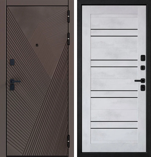 Металлическая дверь с двойным притвором и черной фурнитурой №20