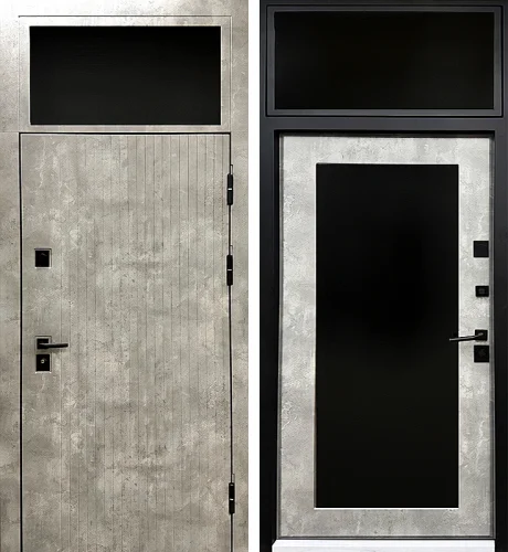 Входная дверь с верхней фрамугой зеркало №24